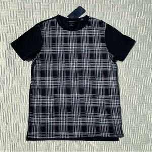 NWT Scotch & Soda Black and White Plaid Shirt Size Medium